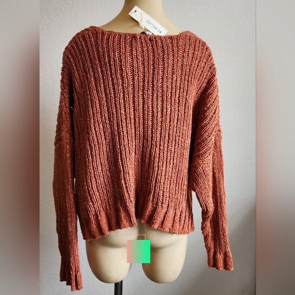 🏷🆕️ Cotton On Cropped Open Knit Pullover  sweater- Arabian Spice - L - Picture 9 of 15